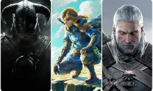 Trzy postacie z gier: wojownik z hełmem z rogami, Link z The Legend of Zelda i Geralt z Wiedźmina. To najlepsze gry singleplayer.