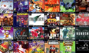 Kolekcja okładek gier na PlayStation, w tym Final Fantasy VII, Crash Bandicoot, Metal Gear Solid i inne klasyczne gry na PSP.