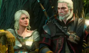 Geralt i Ciri siedzą obok siebie, gotowi na kolejne przygody w świecie gier RPG na PC.