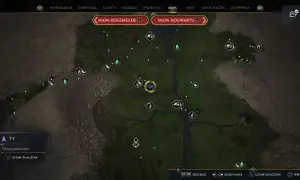 Mapa Hogwartu z zaznaczonymi platformami do lądowania w grze Hogwarts Legacy.
