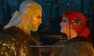 Geralt i Triss w Wiedzmin 3. Czy to teraz albo nigdy? Ich spojrzenia mówią wszystko.