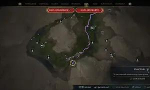 Mapa Hogwartu w Hogwarts Legacy. Fioletowa ścieżka prowadzi do studni. Spotkamy się kiedyś u studni.