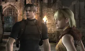 Leon i Ashley w mrocznym zamku, przygotowani na walkę. To scena z gry, która dla wielu jest najlepsza gra wszechczasów.