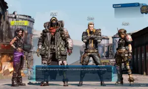 Amara, FL4K, Zane i Moze – cztery **borderlands 3 postacie** gotowe do walki.