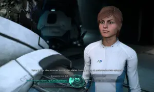 Vetra rozmawia z graczem o swoich uczuciach, sugerując potencjalne **Mass Effect Andromeda romanse**.