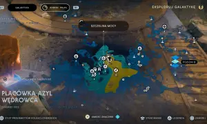 Mapa z gry Jedi Survivor, pokazująca Placówkę Azyl Wędrowca. Wszystkie trofea zebrane!