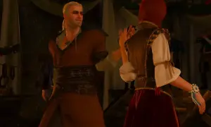 Geralt z Rivii w karczmie, czas na hulaj dusza wiedźmin 3.