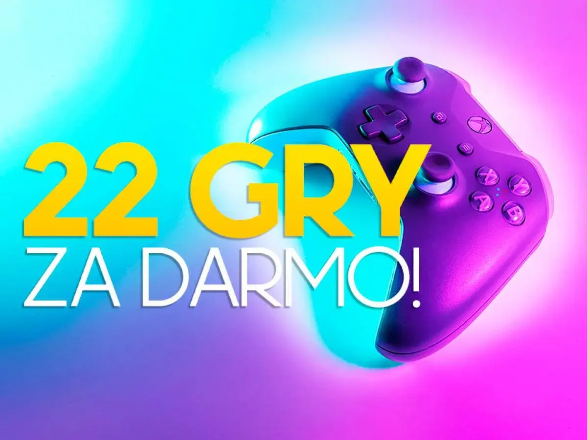 22 gry za darmo! Xboxowy kontroler w neonowych barwach zaprasza do zabawy.