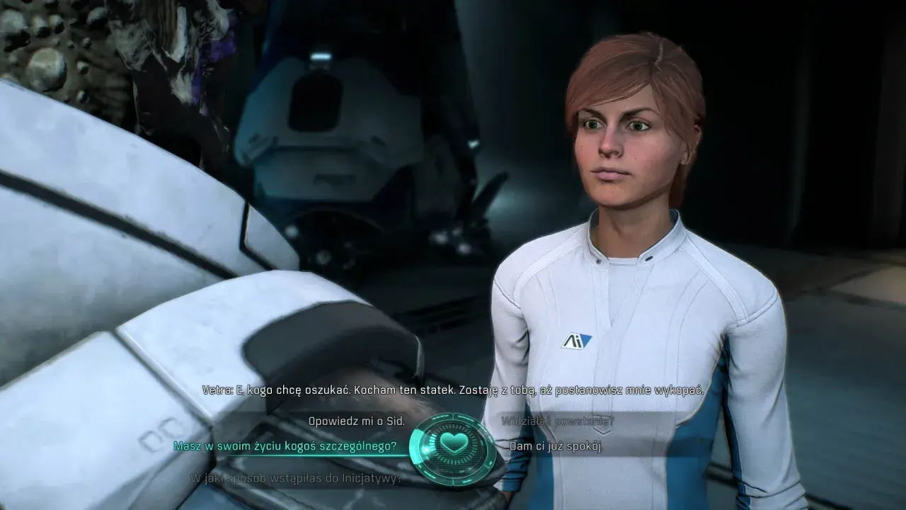 Vetra rozmawia z graczem o swoich uczuciach, sugerując potencjalne **Mass Effect Andromeda romanse**.