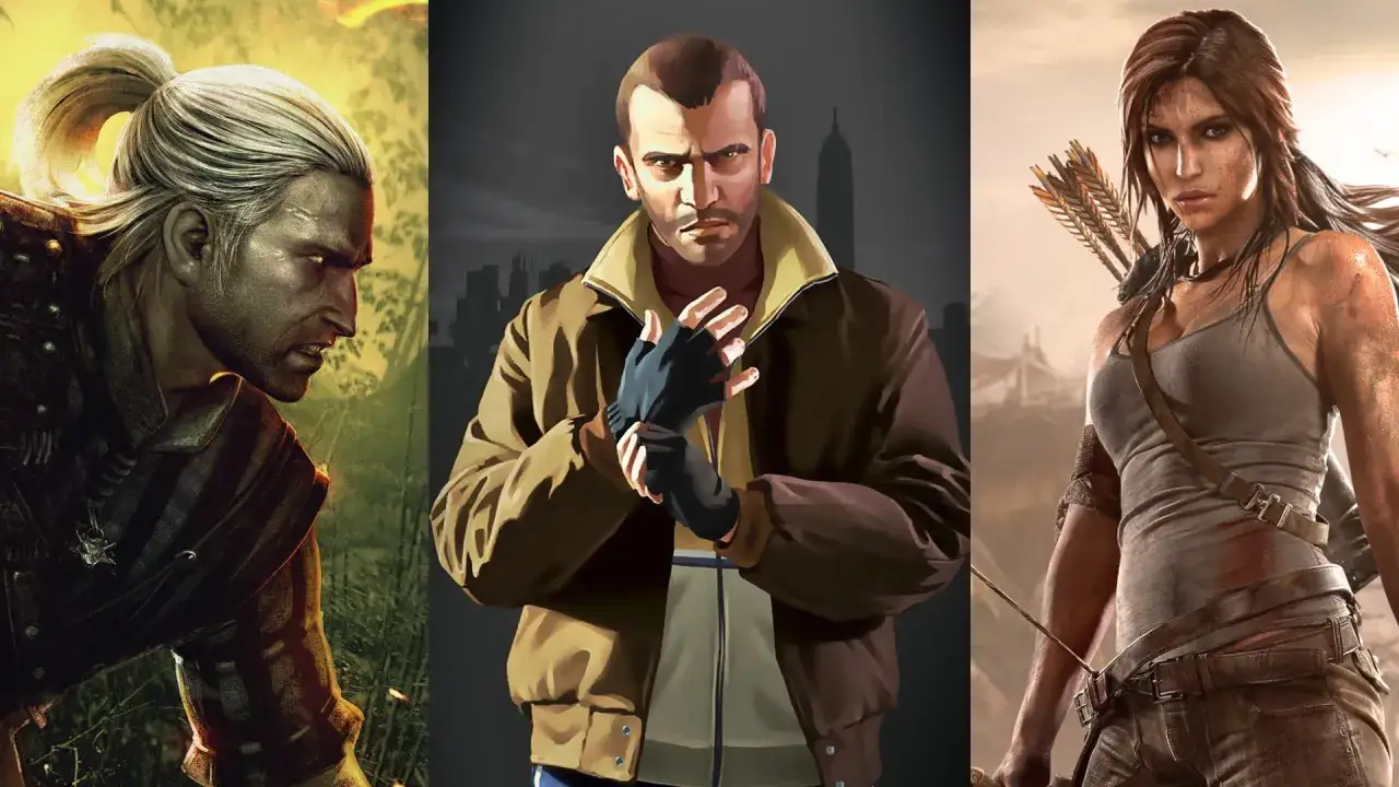 Geralt, Niko Bellic i Lara Croft - ikony gier na komputer.