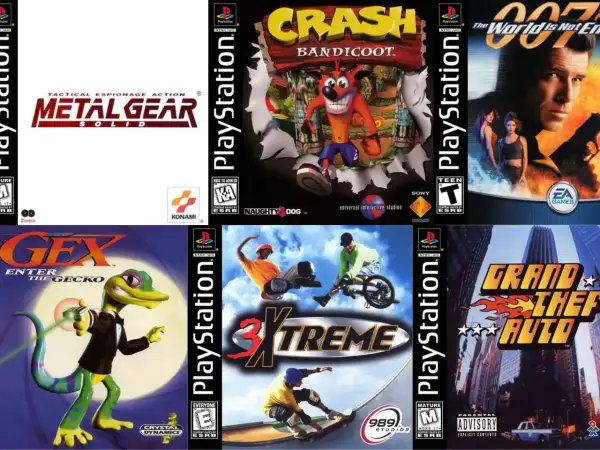 Kolekcja okładek gier na PS3: Metal Gear Solid, Crash Bandicoot, 007, Gex, 3Xtreme, Grand Theft Auto. To najlepsze gry na PS3!